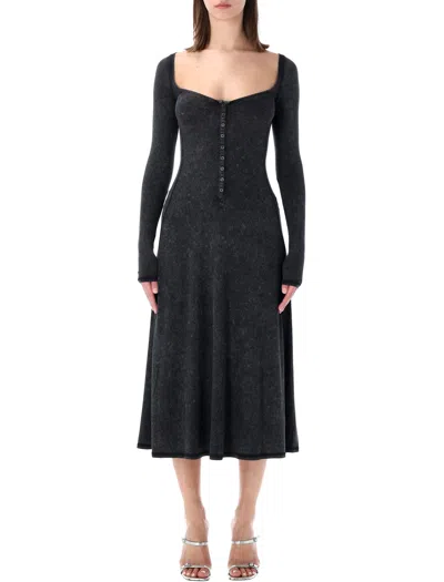 Diesel D-ley Rib Cotton Long Dress In Black