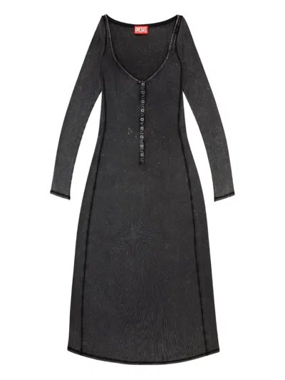 Diesel D-ley Ribbed Midi Dress In Gray