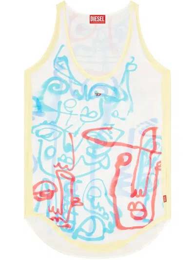 Diesel D-linz-graffiti-afr Top In White