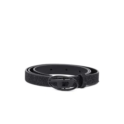 Diesel 1dr Logo-buckle Belt In Black