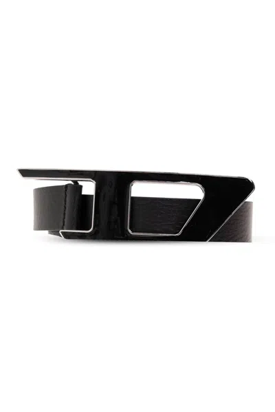 Diesel D Logo B-dlogo Ii Leather Belt In Black