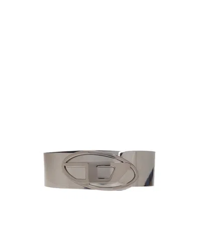 Diesel D Logo-buckle Leather Belt In Gray