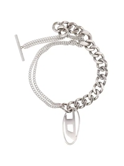 Diesel D Logo Chain Bracelet In Metallic
