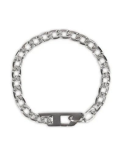 Diesel D Logo Chain Bracelet In Metallic