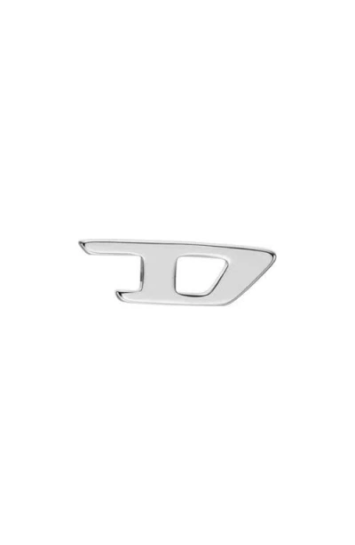 Diesel ® D Logo Enamel Single Stud Earring In Metallic