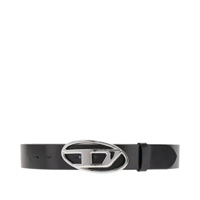 Diesel 'd' Logo Leather Belt