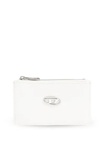 Diesel D Logo Plaque Zipped Cardholder In White