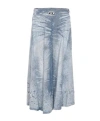 Diesel Acid-wash Logo-plaque Denim Midi A-line Skirt In Gray