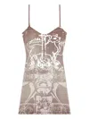 Diesel Womens 7ff D-longy Graphic-print Cotton-jersey Mini Dress Xs In Neutrals