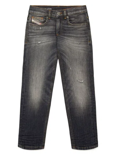 Diesel Kids' D-lucas Distressed-effect Tapered Jeans In Black