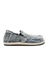Diesel D-lukas-espadrille Loafers In Distressed Denim In Gray