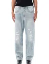 Diesel Light-wash Denim Pants With Distressed Details In Blue