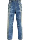 Diesel Straight Trousers With Belt Loops And Contrast Panels In Blue