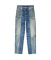 Diesel Straight Trousers With Belt Loops And Contrast Panels In Blue