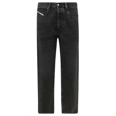 Diesel D-macs Logo Patch Straight Leg Black Denim Jeans