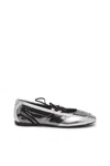 Diesel D-mile-metallic Lace-up Ballet Flats In Silver