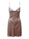 Diesel D-minty Metallic Cowl Neck Mini Dress In Beige