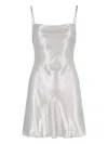 Diesel Short Metallic Dress With Cowl Neck In Silver