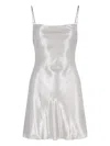 Diesel Short Metallic Dress With Cowl Neck In Silver
