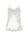 Diesel Short Metallic Dress With Cowl Neck In White
