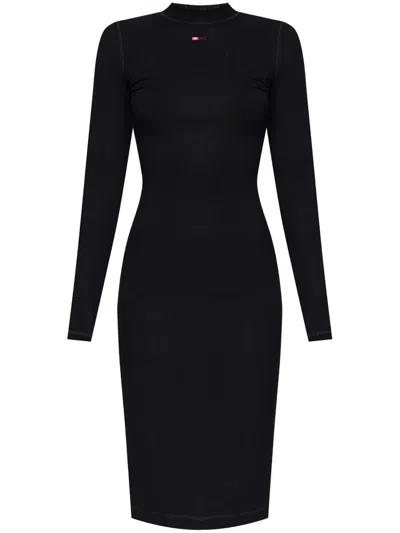 Diesel D-mokky-ls-microdiv Midi Dress In Black