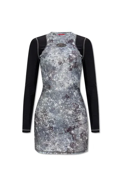 Diesel Long Sleeved Mini Dress In Multi