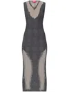 Diesel Checked Dress With Devoré Sweat Stains In Grey