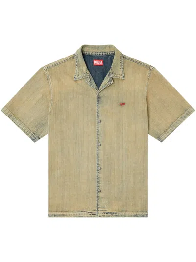 Diesel Bowling Shirt In Gold-brush Denim In Blue