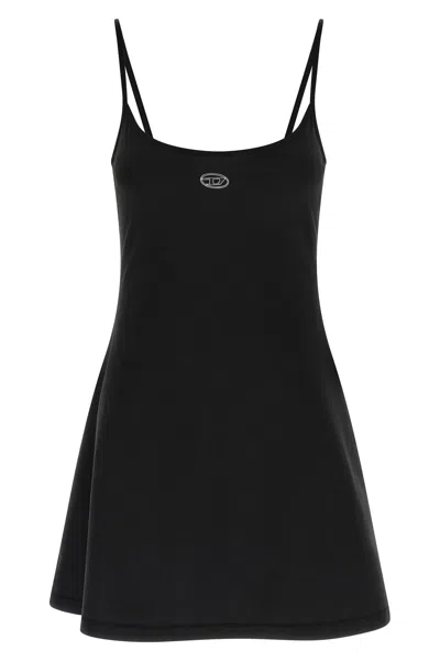 Diesel Mini Dress With Spaghetti Straps And Scoop Neck In Black