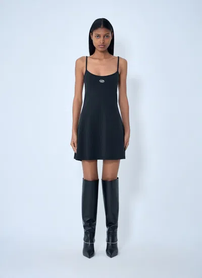 Diesel Mini Dress With Spaghetti Straps And Scoop Neck In Black