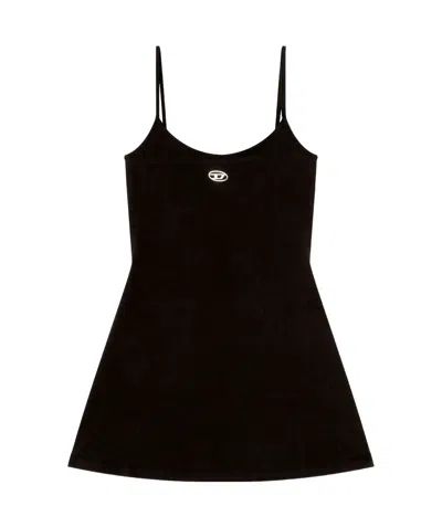 Diesel Mini Dress With Spaghetti Straps And Scoop Neck In Black