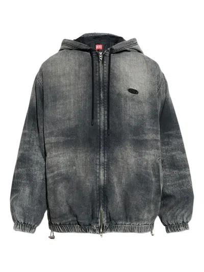 Diesel D-offy-s Hooded Zip Jacket In Gray