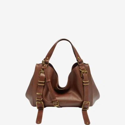 Diesel “d One” Leather Handbag In Brown