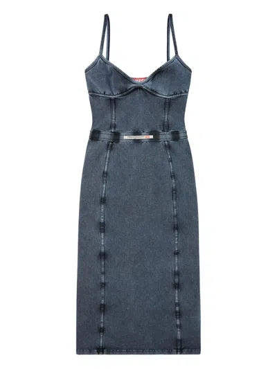 Diesel Women D-ony Midi Denim Dress In Gray