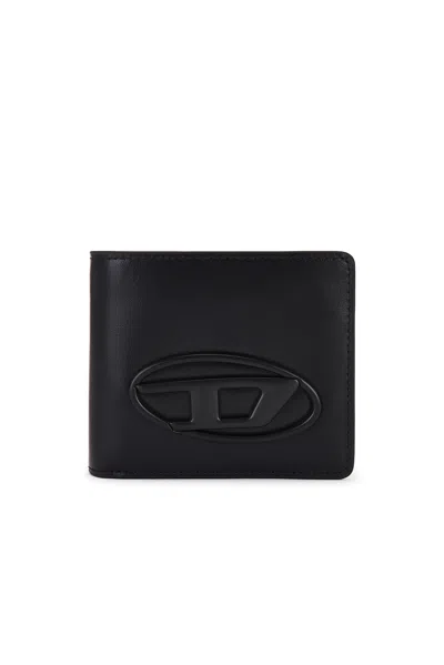 Diesel D Oval Coin Bifold Wallet In Black