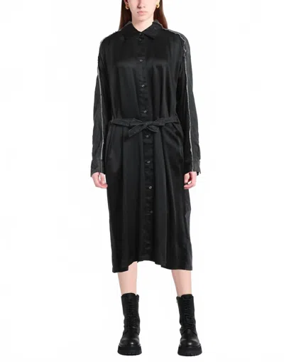 Diesel D-paige Stram Silk Denim Midi Dress In Black