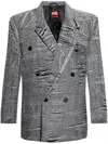 Diesel Blazer In Distressed Prince Of Wales Denim In Grey