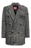Diesel ® D-pekka-fsg Prince Of Wales Check Trompe L'oeil Denim Blazer In Grey