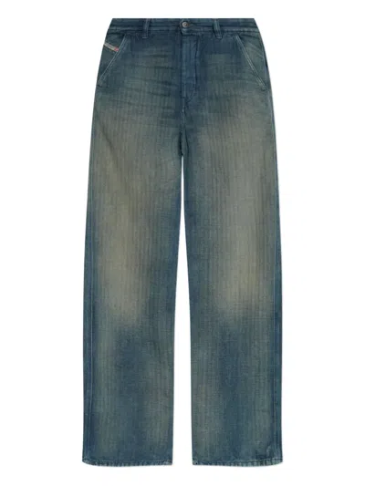 Diesel D-phant-chino Herringbone Faded Jeans In Blue