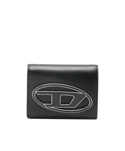 Diesel D Plaque Bi-fold Wallet In Black