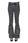 Diesel Flared Denim Cotton Jeans In Black