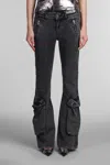Diesel Flared Denim Cotton Jeans In Black