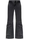 Diesel Flared Distressed Trousers Zip Pockets In Black