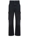 Diesel D-pot-cargo Mid Rise Straight Jeans In Black