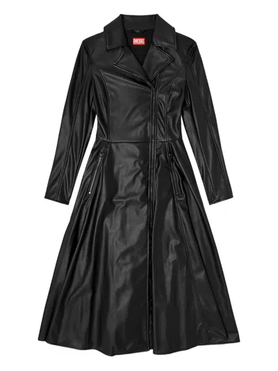 Diesel D-ragon Zipped Midi Dress In Black