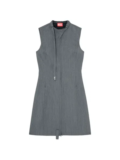 Diesel D-ruvan Sleeveless Zip Mini Dress In Gray
