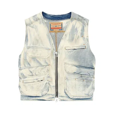 Pre-owned Diesel D-samp-s Sleeveless Jacket 'blue/white'