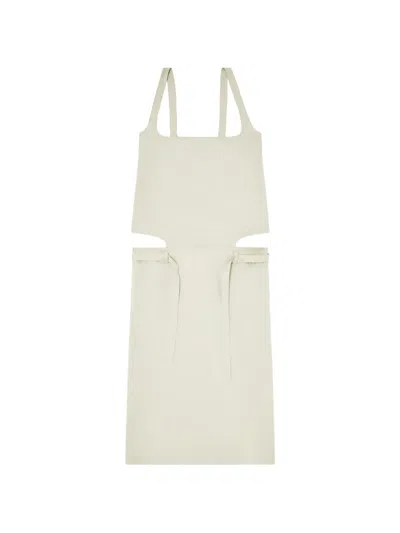 Diesel D-sana Square-neck Tie-strap Midi Dress In Neutral