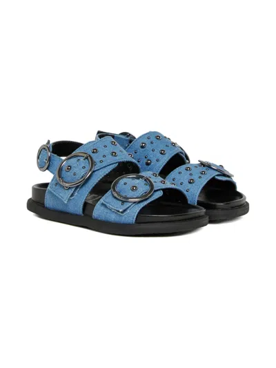 Diesel Kids' D-sanriv Studded Buckled Sandals In Blue
