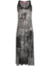 Diesel Abito Midi Con Stampa Denim Gessato In Black